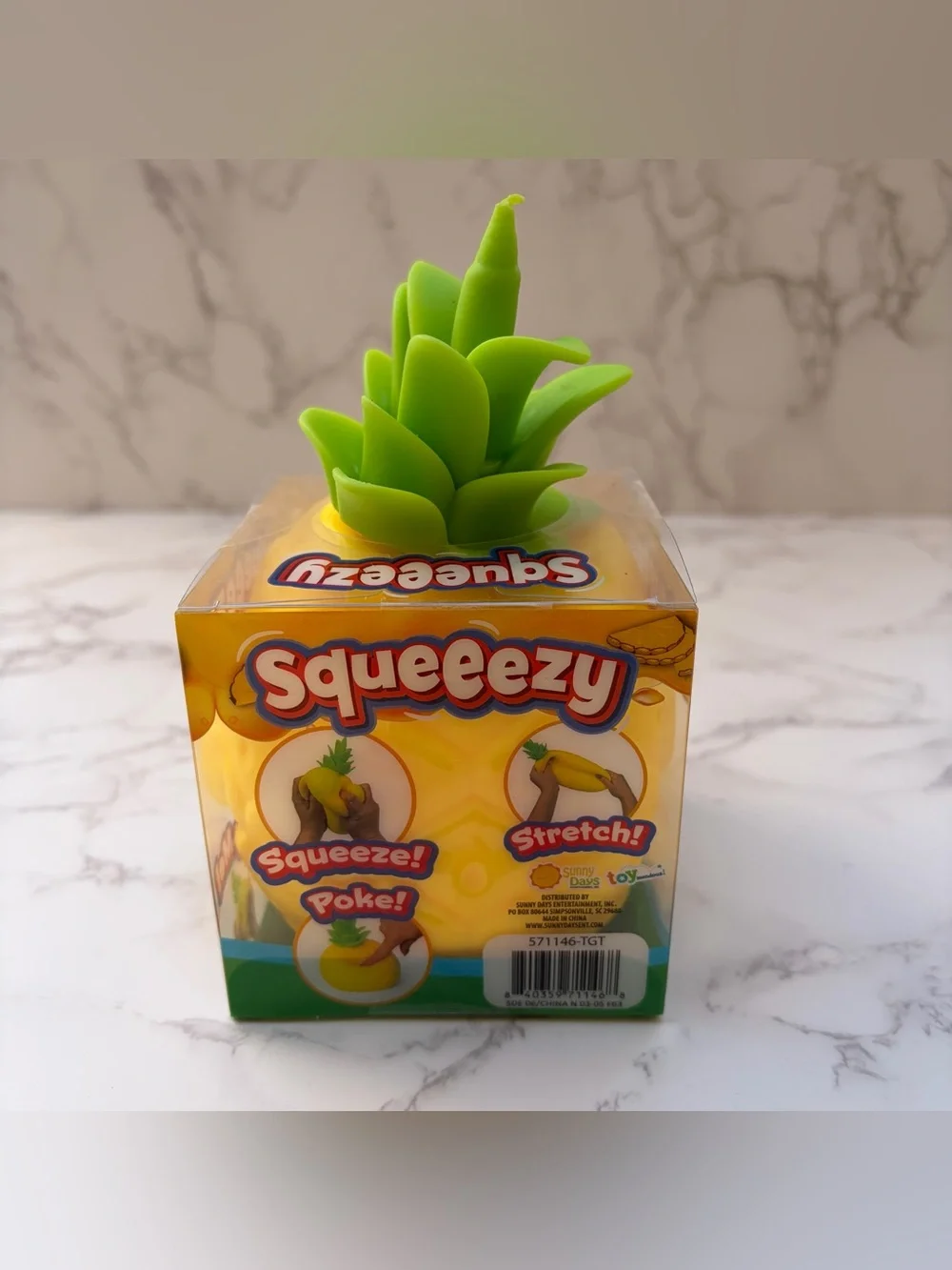 Sunny Days Entertainment Squeezy Pineapple Tactile Squeeze Toy Yellow/Green 3+